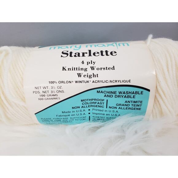 VINTAGE Mary Maxim Starlette #263-006 Off White 4 Ply Knitting Worsted Weight - Picture 3 of 6